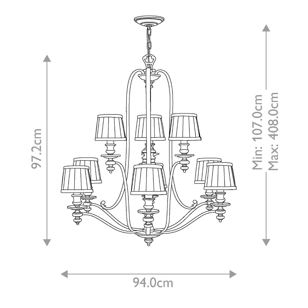 Dunhill Kronleuchter mit 9 Lichtern - Royal Bronze - Elsteadlighting - leuchtengrosshandel24