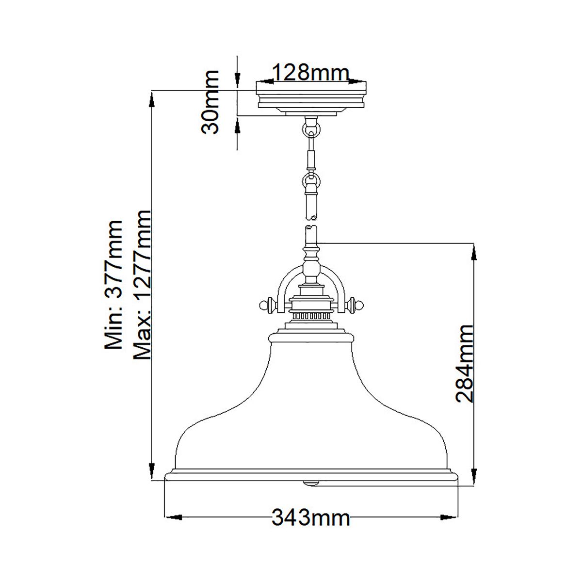 Emery 1-flammige Pendelleuchte, mittelgroß, Imperialsilber - Elsteadlighting - leuchtengrosshandel24