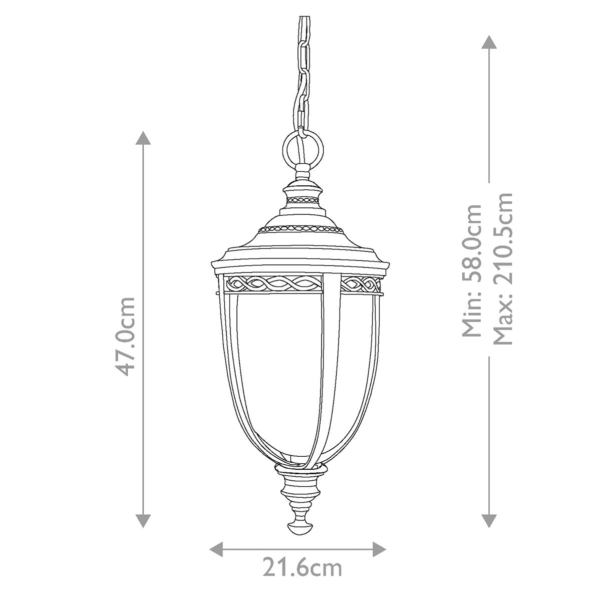 English Bridle 3 - flammige mittelgroße Kettenlaterne - Britische Bronze - Elsteadlighting - FE - EB8 - M - BRB