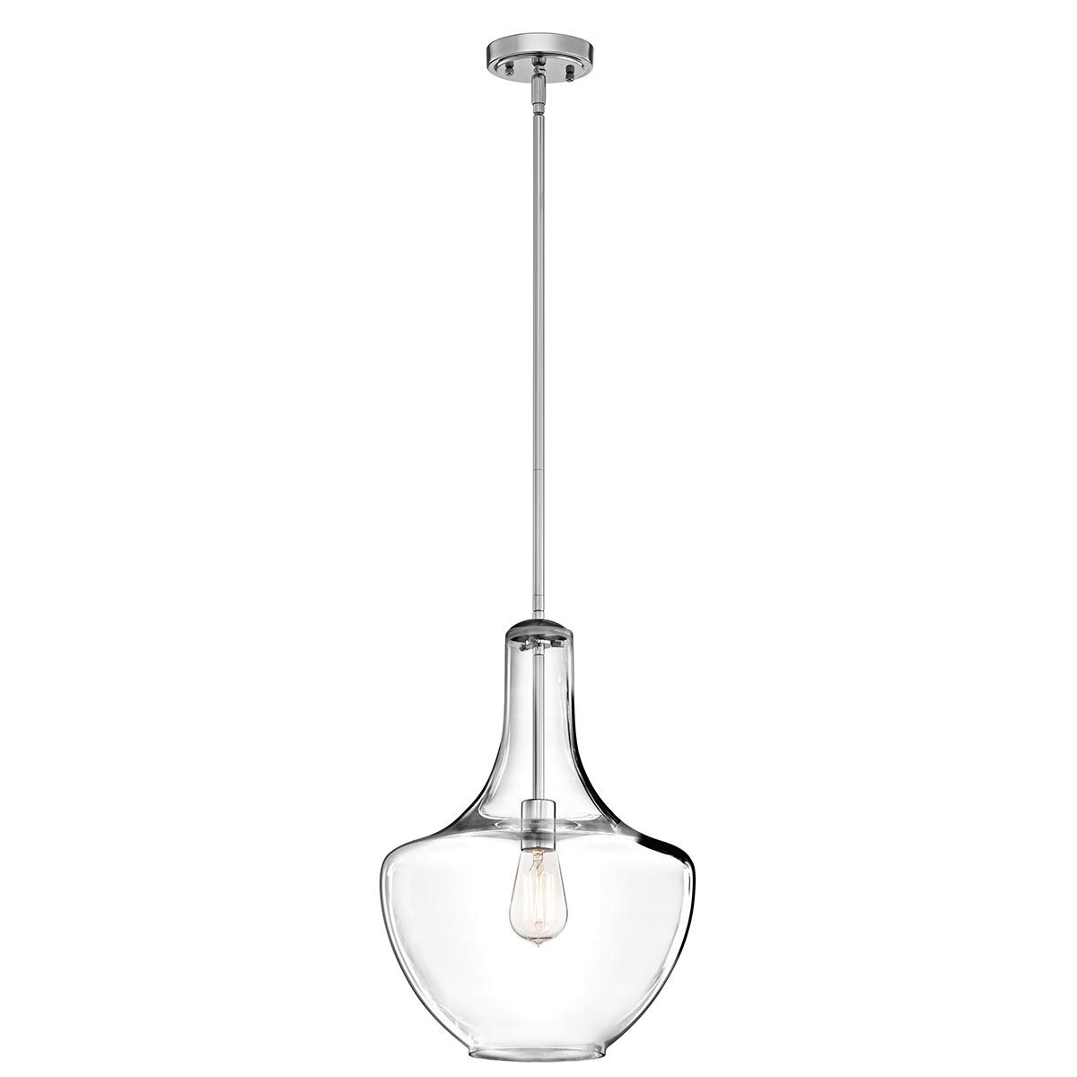 Everly Pendelleuchte, 1-flammig, mittelgroß, Chrom - Elsteadlighting - leuchtengrosshandel24