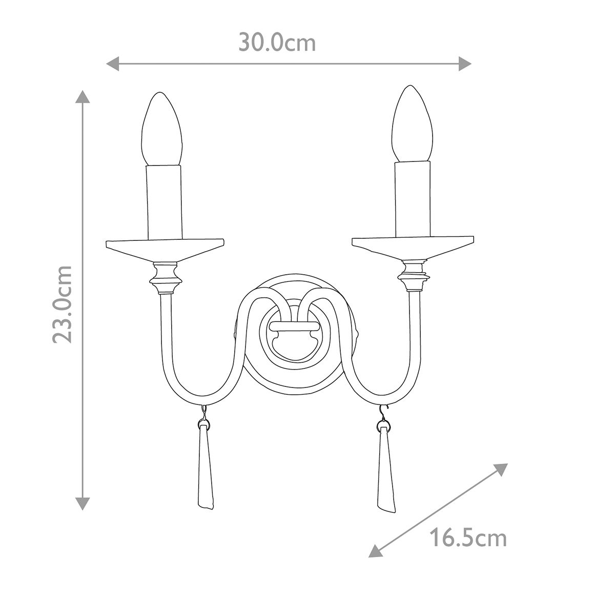 Finsbury Park 2-flammige Wandleuchte, poliertes Nickel - Elsteadlighting - leuchtengrosshandel24