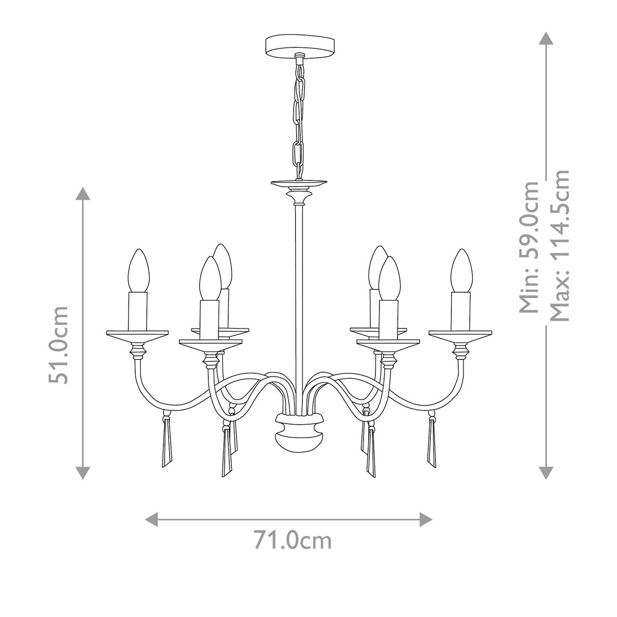 Finsbury Park Kronleuchter mit 6 Lichtern, poliertes Nickel - Elsteadlighting - leuchtengrosshandel24