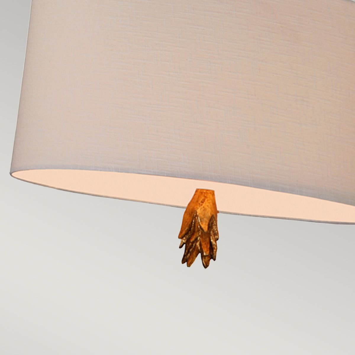 Flambeau Pendelleuchte mit 2 Lichtern - Schwarz, Creme und Blattgold, mit taupefarbenem Leinenschirm - Elsteadlighting - leuchtengrosshandel24