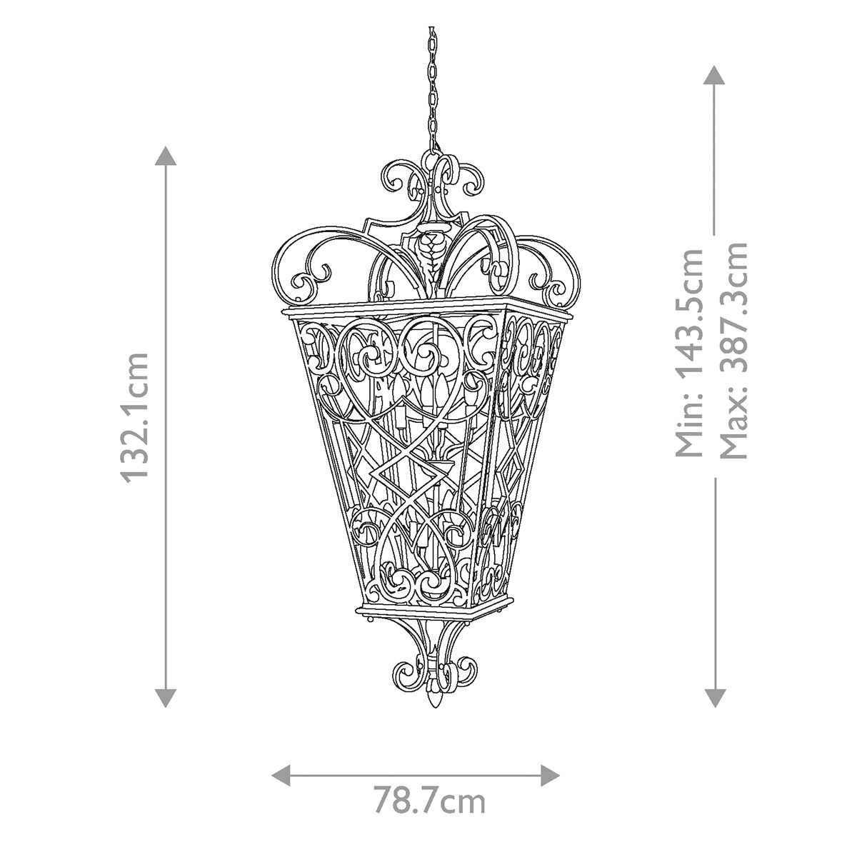 Fort Quinn 8-Lichter-Kettenlaterne - Marcado Schwarz - Elsteadlighting - leuchtengrosshandel24
