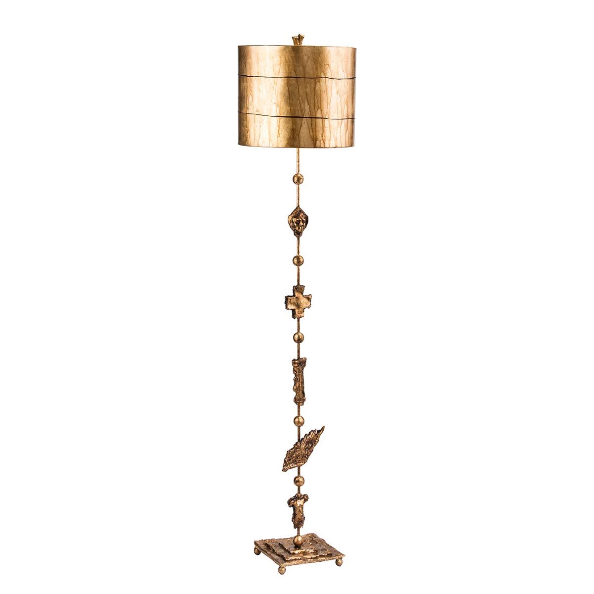 Fragment 1-flammige Stehlampe - Gealtertes Gold mit Blattgold und umbrafarbenem Glasurschirm - Elsteadlighting - leuchtengrosshandel24