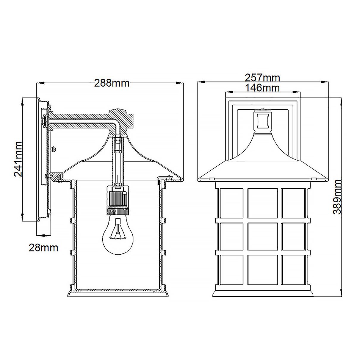 Freeport 1 - flammige große Wandlaterne - Strukturiertes Weiß - Elsteadlighting - HK - FREEPORT2 - L - TWH