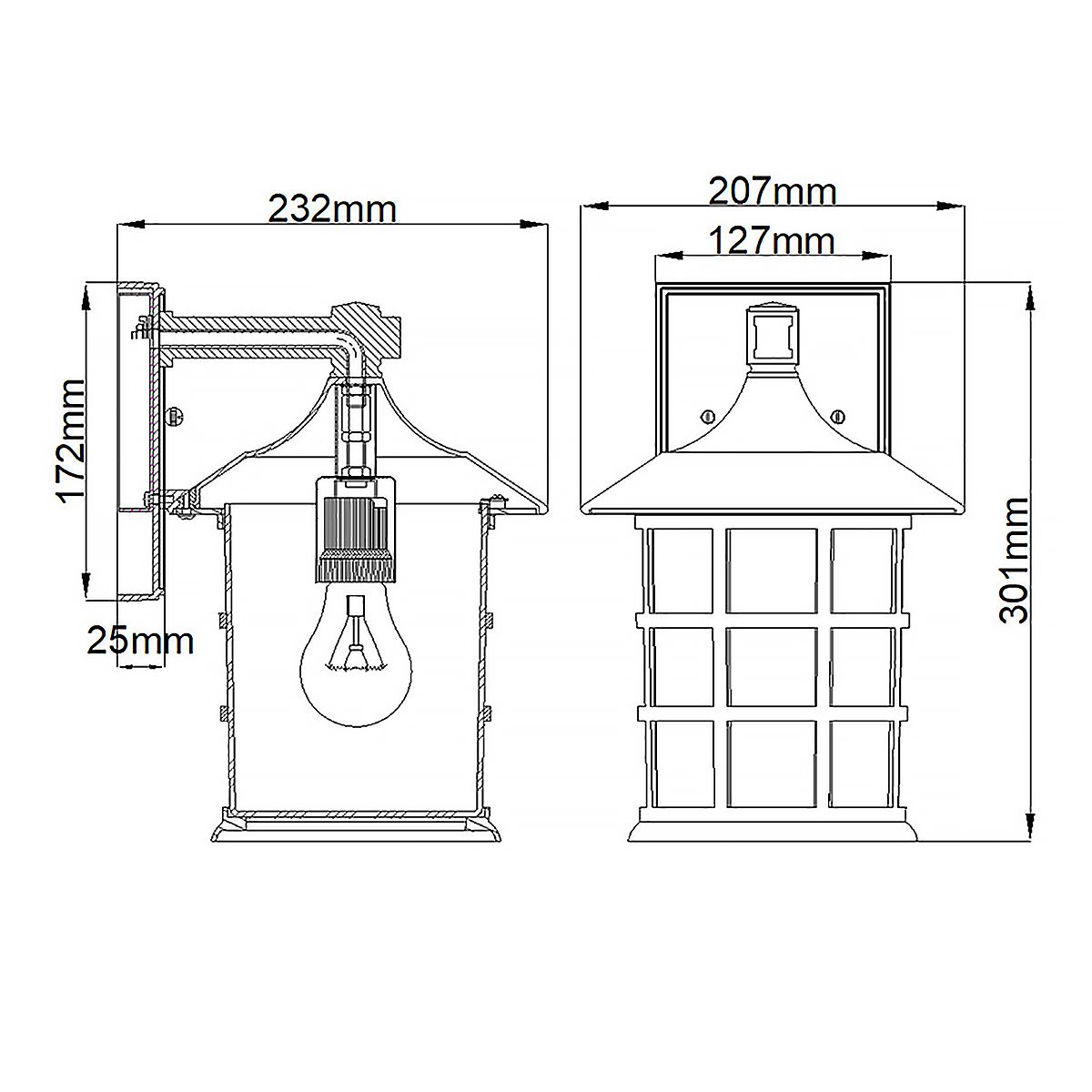 Freeport 1 - flammige mittelgroße Wandlaterne - Strukturiertes Schwarz - Elsteadlighting - HK - FREEPORT2 - M - TBK