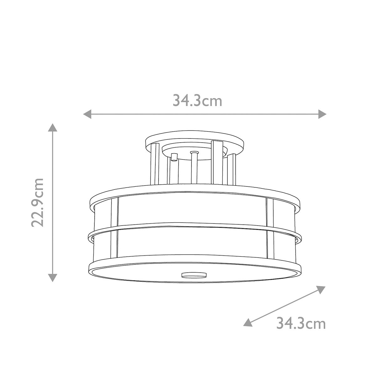 Fusion 3-flammige Halbdeckenleuchte, Messing natur lackiert - Elsteadlighting - leuchtengrosshandel24
