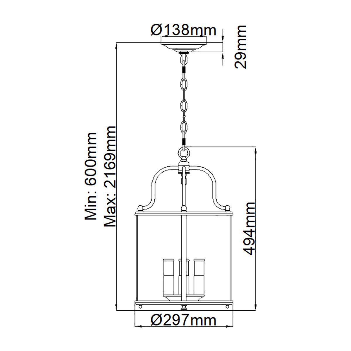 Gentry Pendelleuchte, 4-flammig, mittelgroß, poliertes Nickel - Elsteadlighting - leuchtengrosshandel24