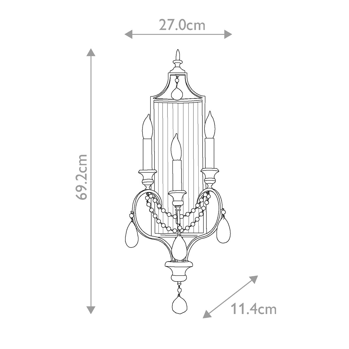 Gianna 3-flammige Wandleuchte - Vergoldetes Silber - Elsteadlighting - leuchtengrosshandel24