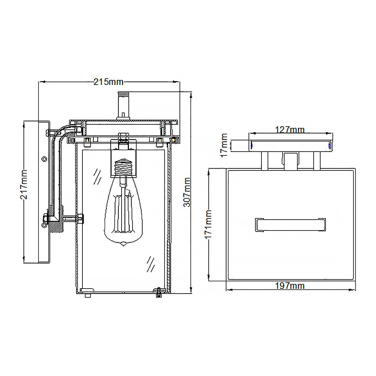 Glenview 1 - flammige mittelgroße Wandlaterne - Antikbronze - Elsteadlighting - FE - GLENVIEW - M