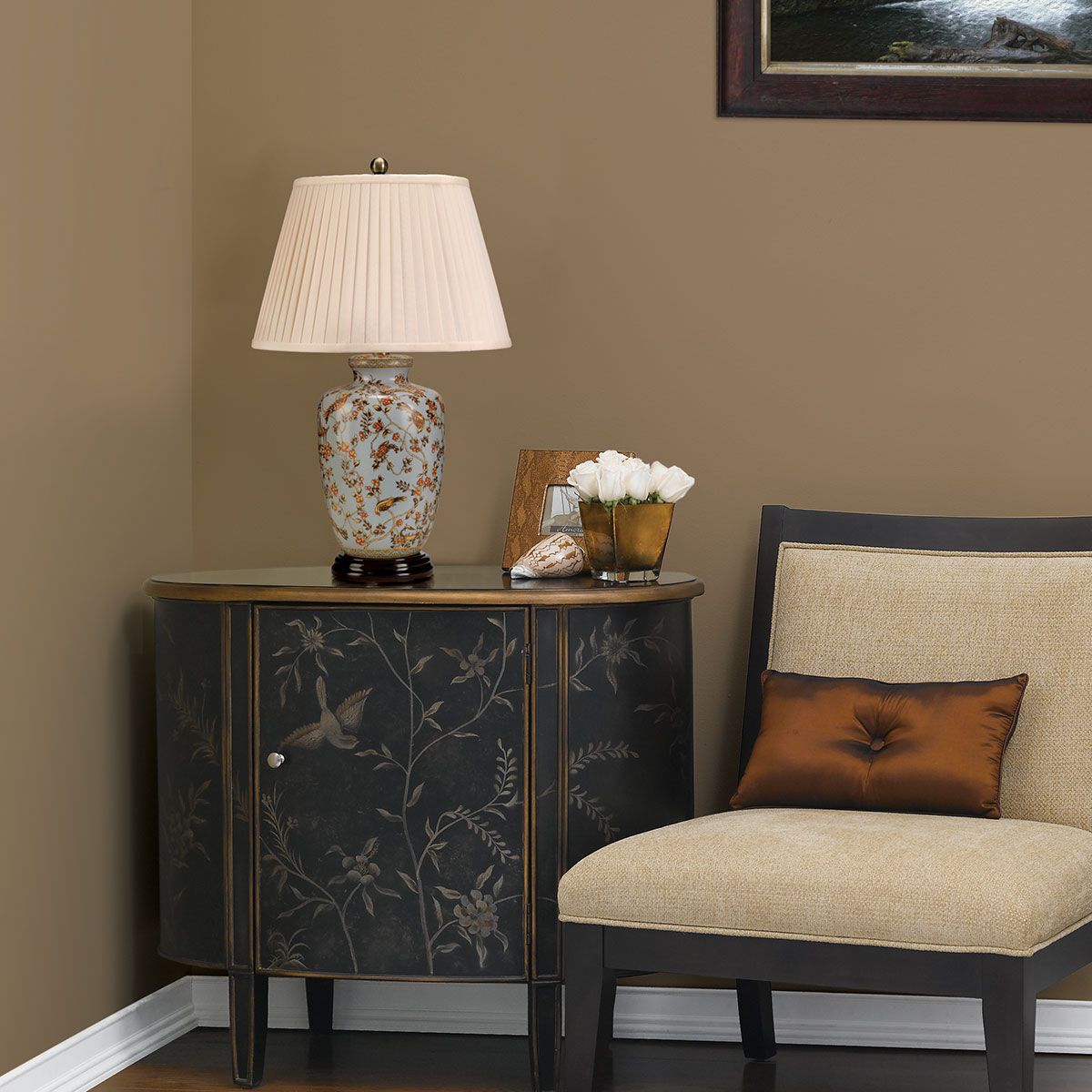Gold Birds 1-flammige Tischlampe - Hellblau und Gold - Elsteadlighting - leuchtengrosshandel24