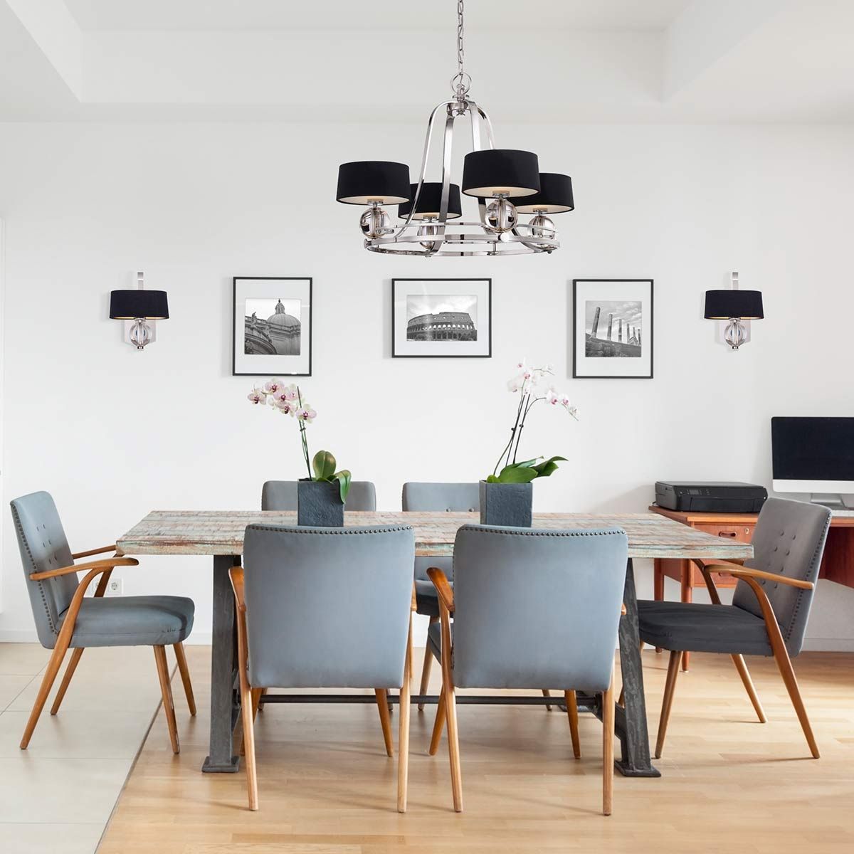 Gotham Kronleuchter mit 4 Lichtern - Imperiales Silber - Elsteadlighting - leuchtengrosshandel24