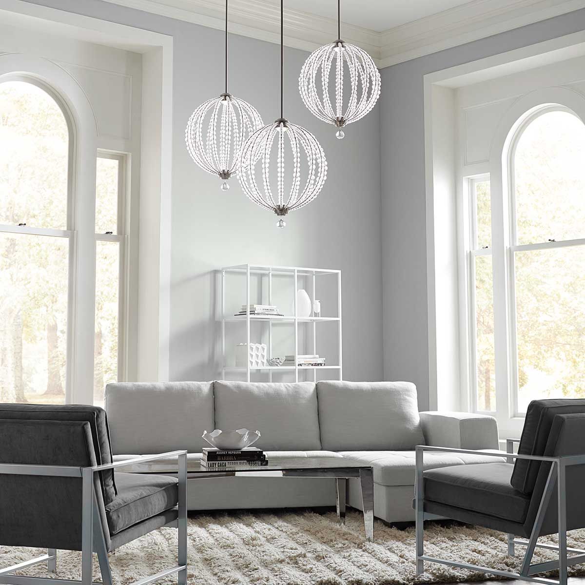 Große LED-Pendelleuchte Oberlin - Satiniertes Nickel - Elsteadlighting - leuchtengrosshandel24