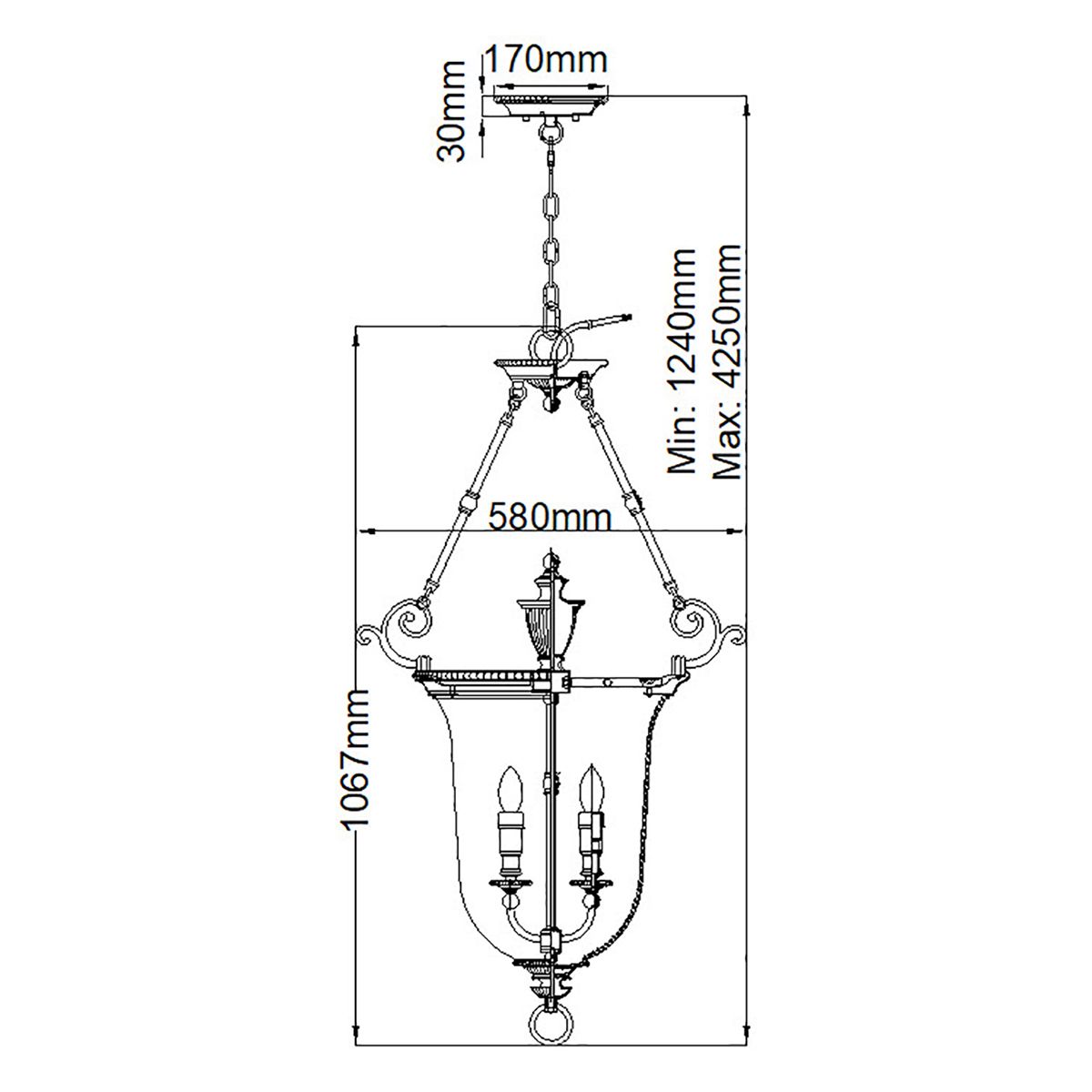 Große Pendelleuchte „Cambridge“ mit 3 Lichtern, brüniertes Messing - Elsteadlighting - leuchtengrosshandel24