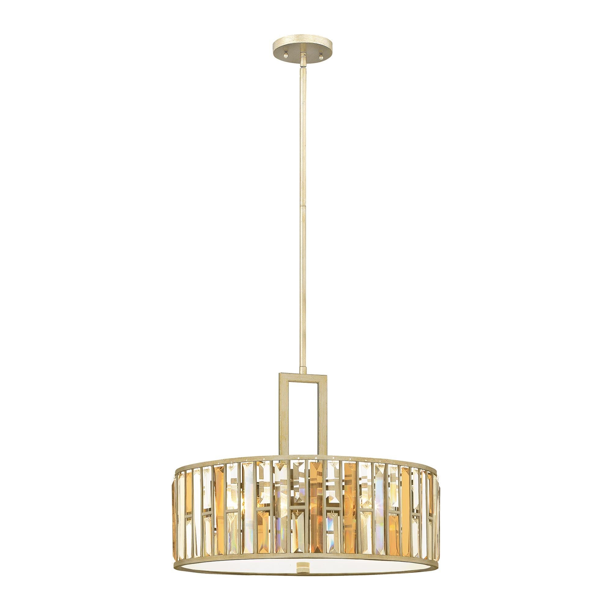 Große Pendelleuchte Gemma mit 3 Lichtern, Blattsilber - Elsteadlighting - leuchtengrosshandel24