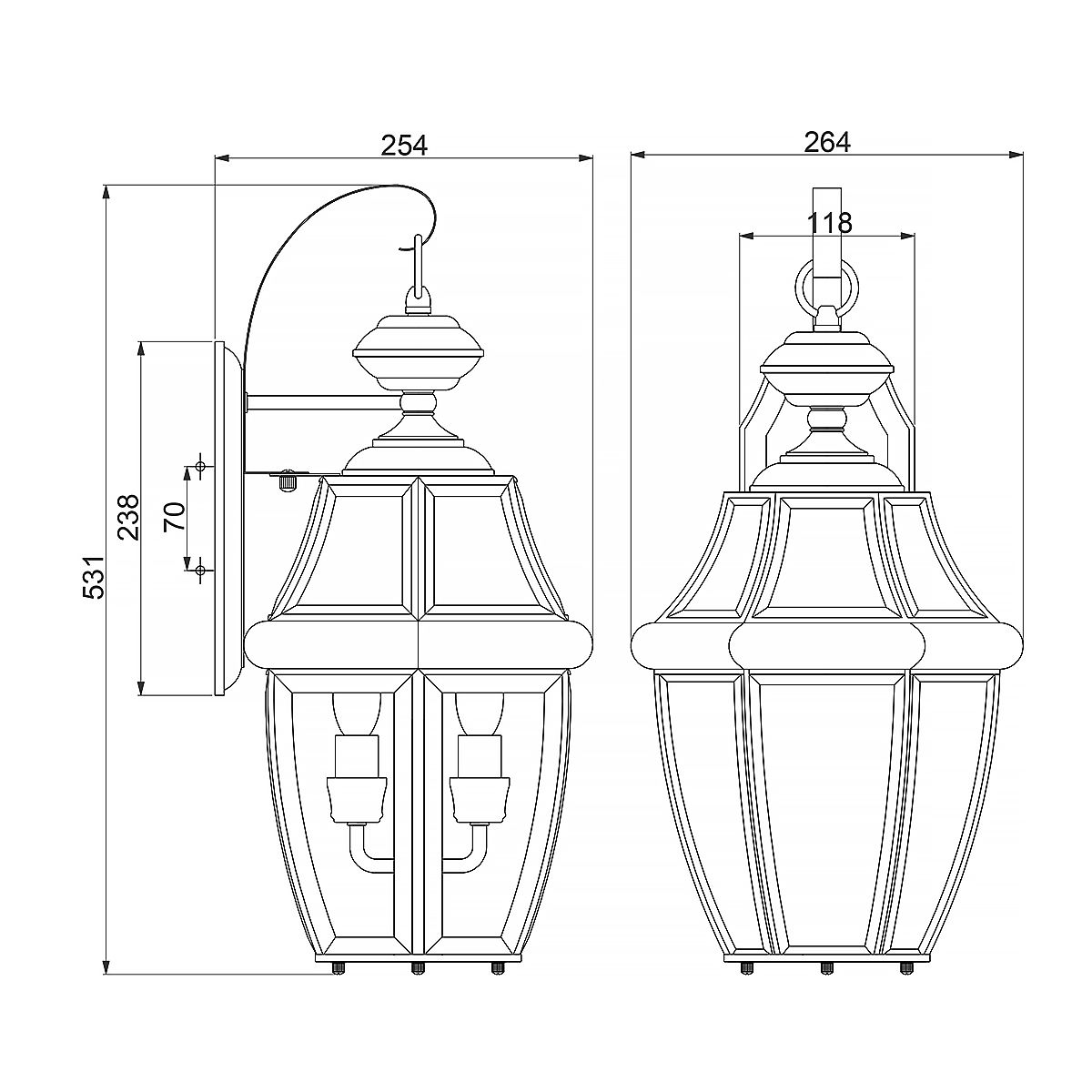 Große Wandlaterne Newbury mit 2 Lichtern, lackiertes poliertes Messing - Elsteadlighting - QZ - NEWBURY2 - L - PB