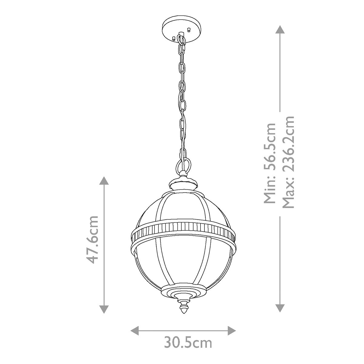 Halleron 3 - Licht - Kettenlaterne - brünierte Bronze - Elsteadlighting - KL - HALLERON - 8M - BU