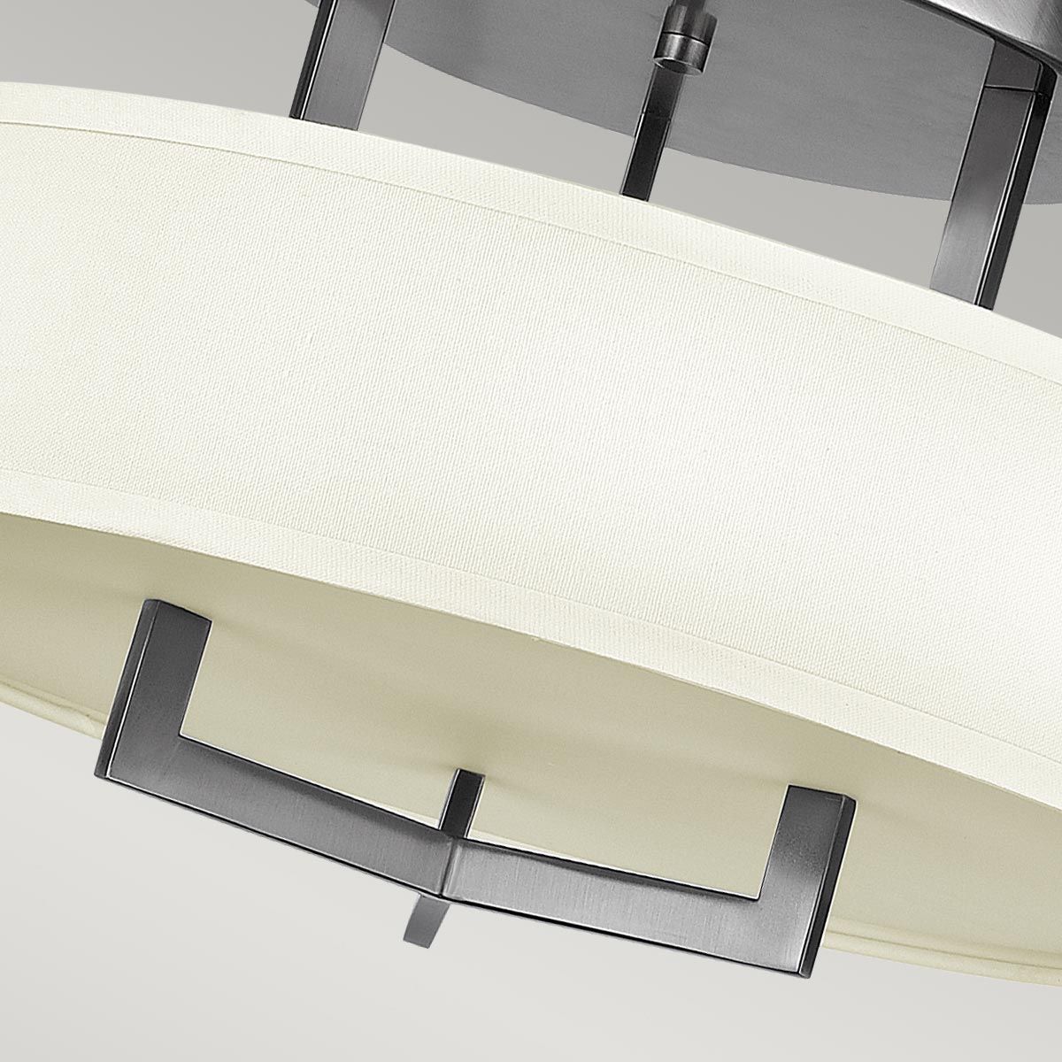 Hampton 3-flammige Deckenleuchte, Antik-Nickel, Schirme in Elfenbein - Elsteadlighting - leuchtengrosshandel24