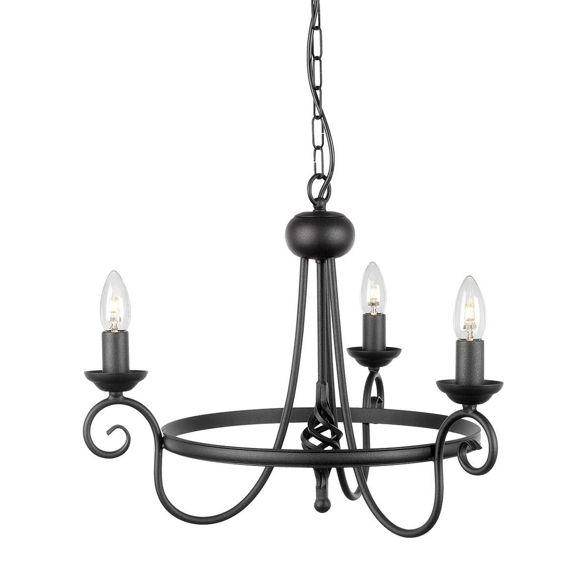 Harlech Kronleuchter mit 3 Lichtern, Schwarz - Elsteadlighting - leuchtengrosshandel24