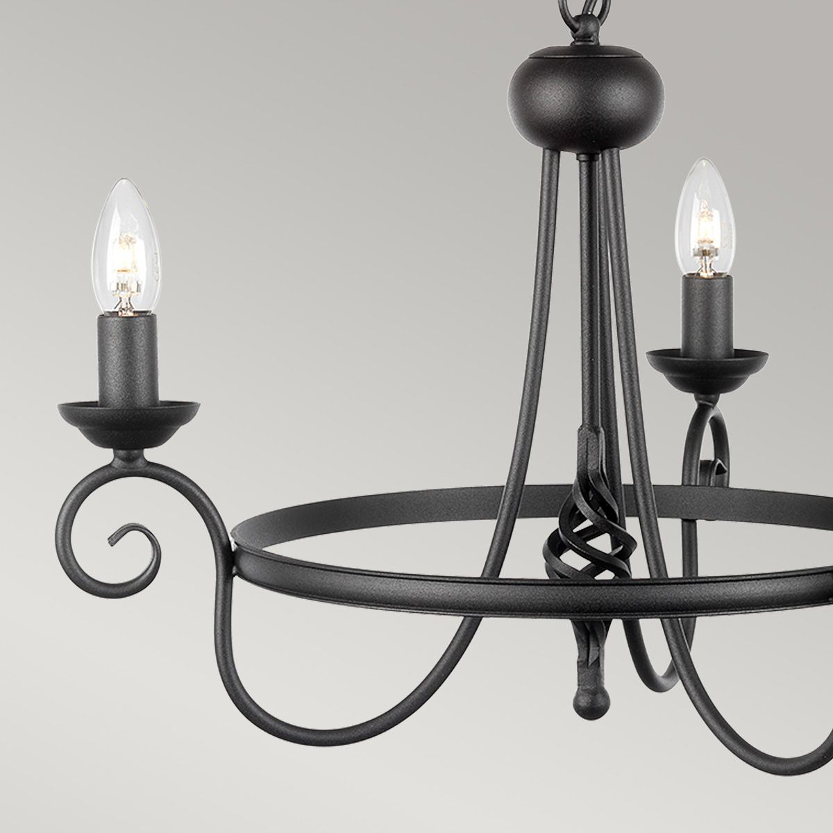 Harlech Kronleuchter mit 3 Lichtern, Schwarz - Elsteadlighting - leuchtengrosshandel24