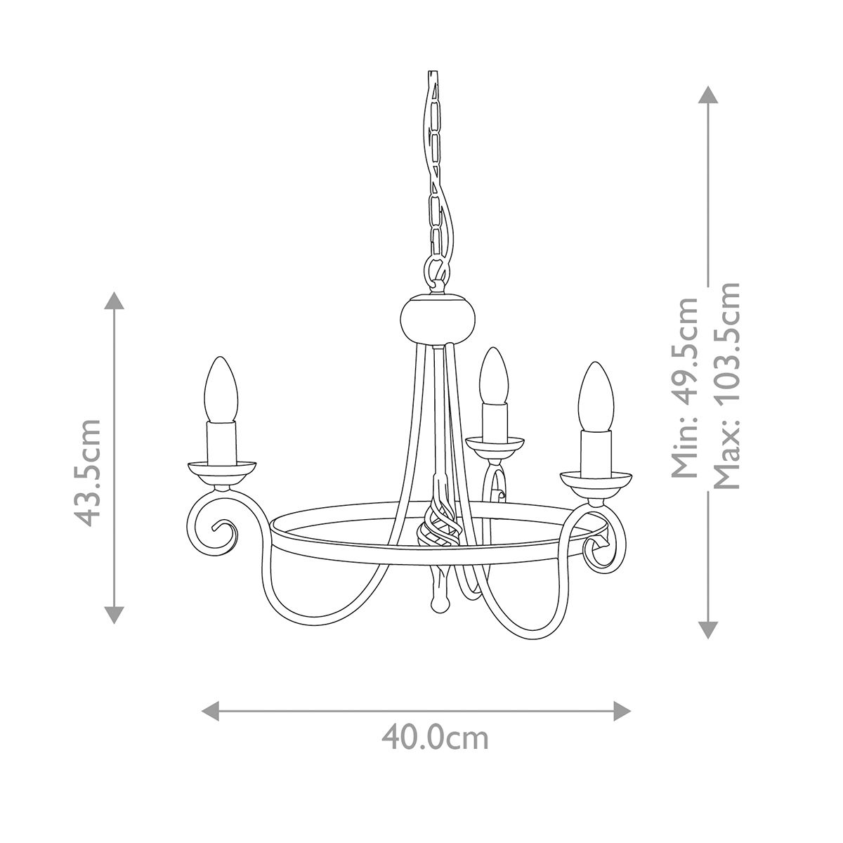 Harlech Kronleuchter mit 3 Lichtern, Schwarz - Elsteadlighting - leuchtengrosshandel24