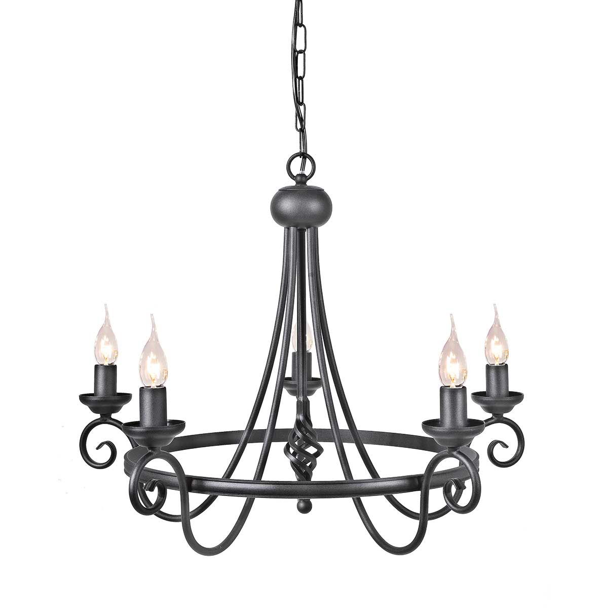 Harlech Kronleuchter mit 5 Lichtern, Schwarz - Elsteadlighting - leuchtengrosshandel24