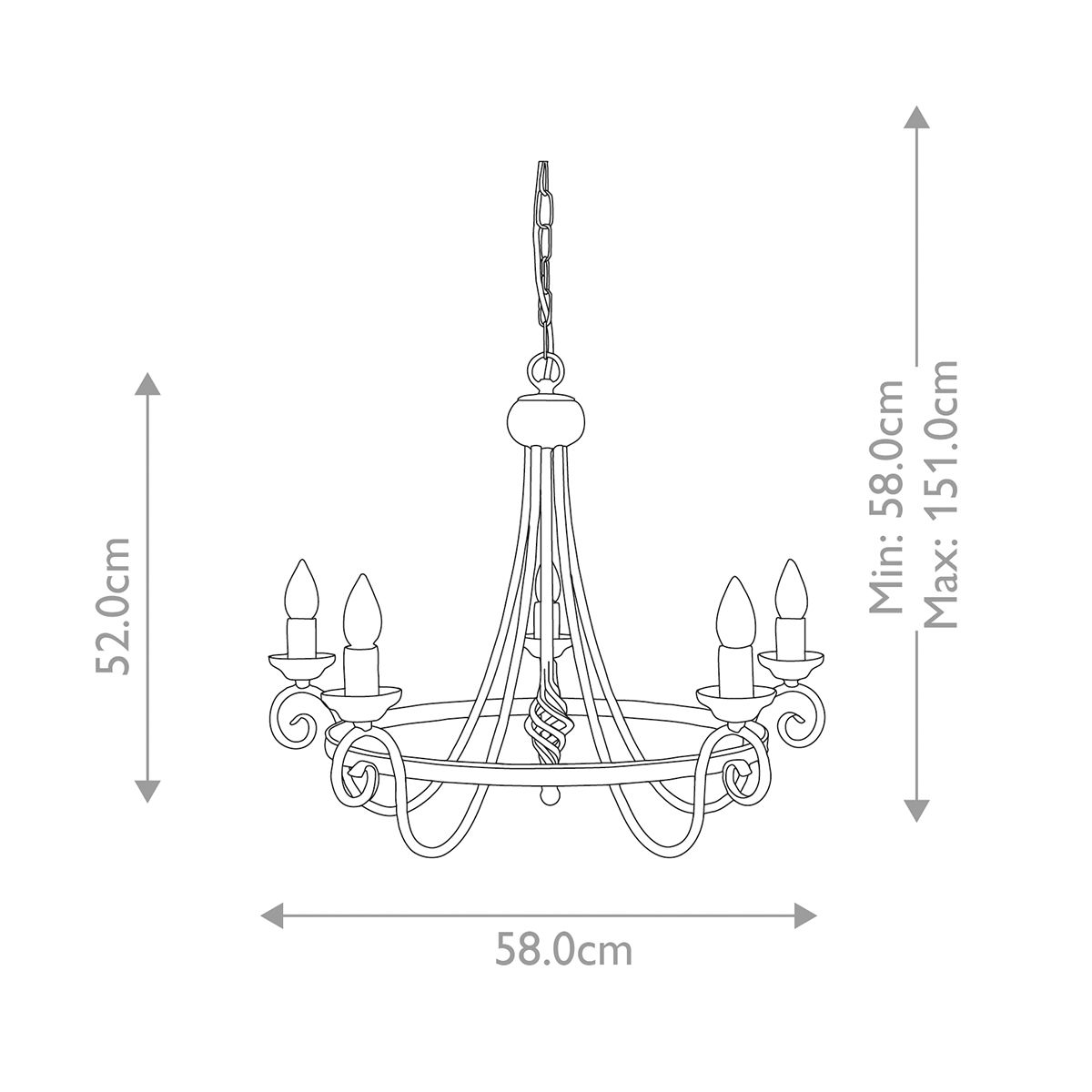 Harlech Kronleuchter mit 5 Lichtern, Schwarz - Elsteadlighting - leuchtengrosshandel24