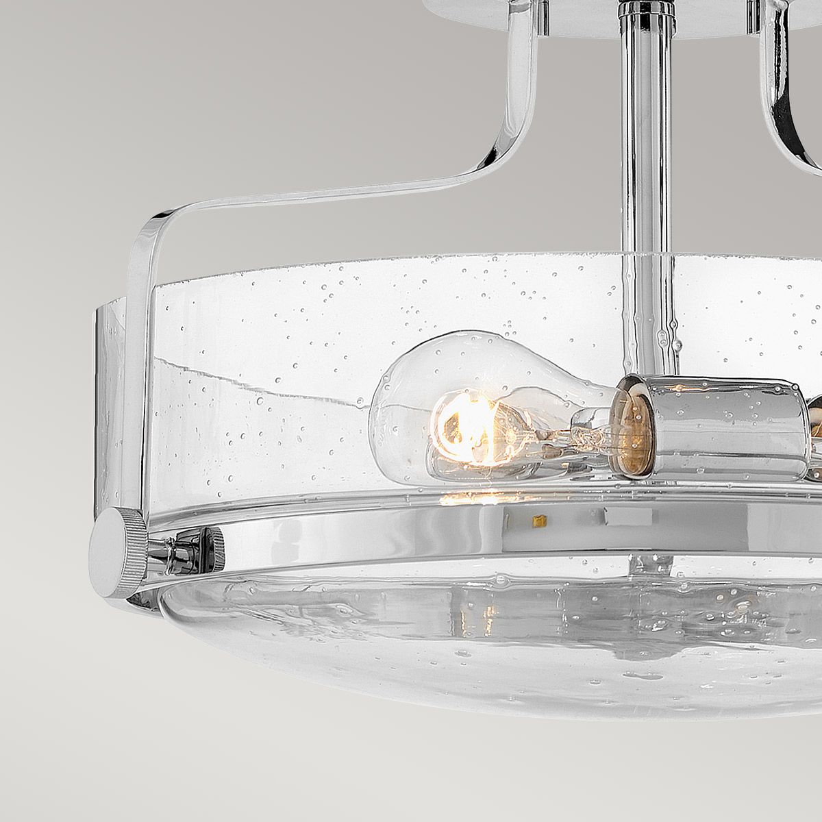 Harper 3-flammige kleine Deckenleuchte, halbbündig, poliertes Chrom, Stahl, klares Saatglas - Elsteadlighting - leuchtengrosshandel24