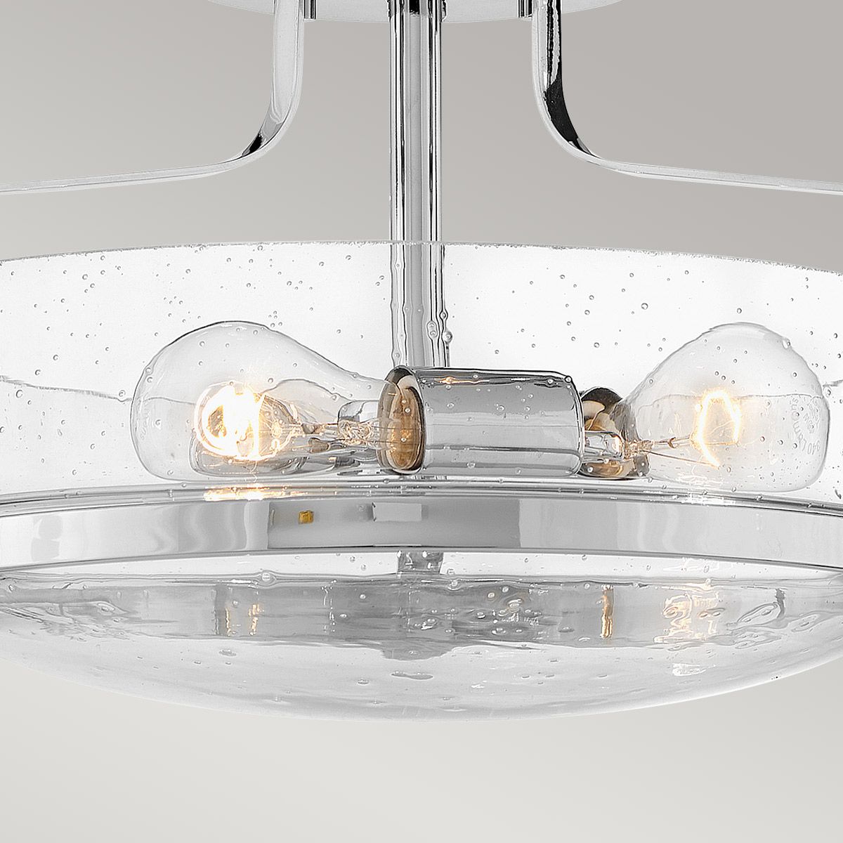 Harper 3-flammige kleine Deckenleuchte, halbbündig, poliertes Chrom, Stahl, klares Saatglas - Elsteadlighting - leuchtengrosshandel24