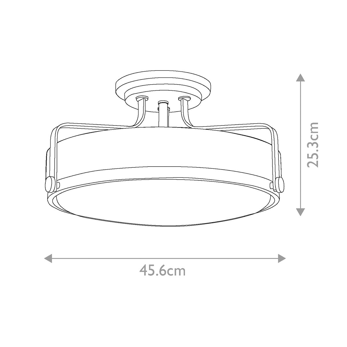 Harper 3-flammige, mittelgroße Halbdeckenleuchte - Heritage Messing, Stahl, klares Saatglas - Elsteadlighting - leuchtengrosshandel24