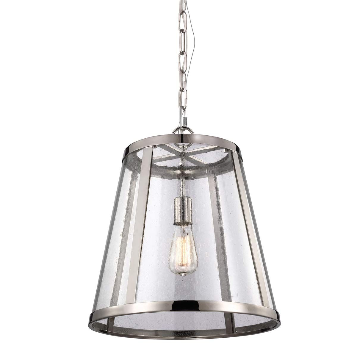 Harrow Pendelleuchte, 1-flammig, mittelgroß, poliertes Nickel - Elsteadlighting - leuchtengrosshandel24