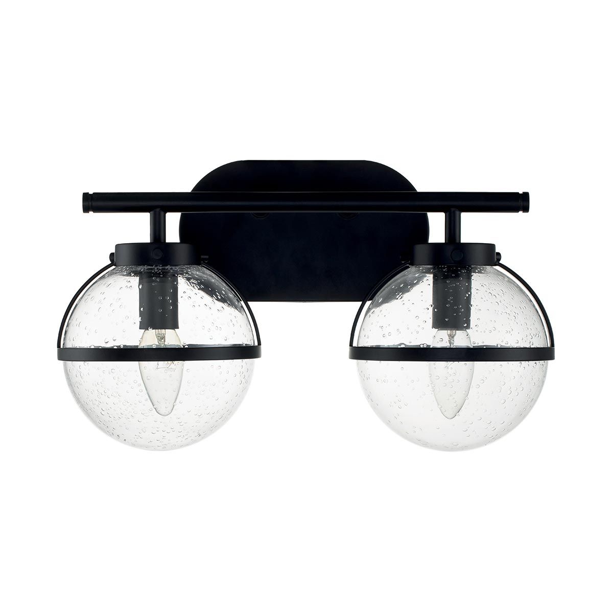 Hollis 2-flammige Wandleuchte - Schwarz, Stahl, klares Saatglas - Elsteadlighting - leuchtengrosshandel24