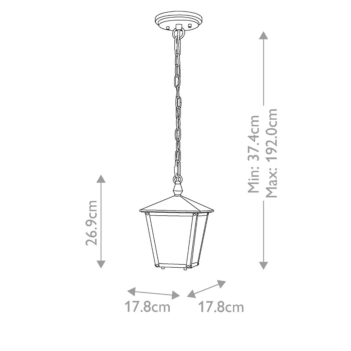 Huntersfield 1 - flammige kleine Kettenlaterne - Schwarz - Elsteadlighting - HK - HUNTERSFIELD8 - S - BK