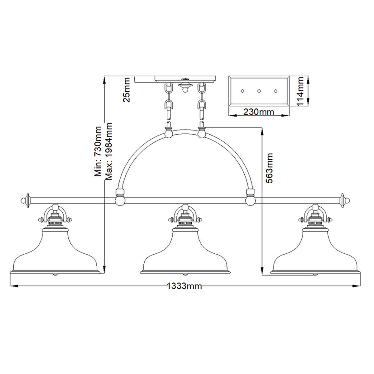 Inselleuchte Emery 3-flammig - Imperial Silver - Elsteadlighting - leuchtengrosshandel24