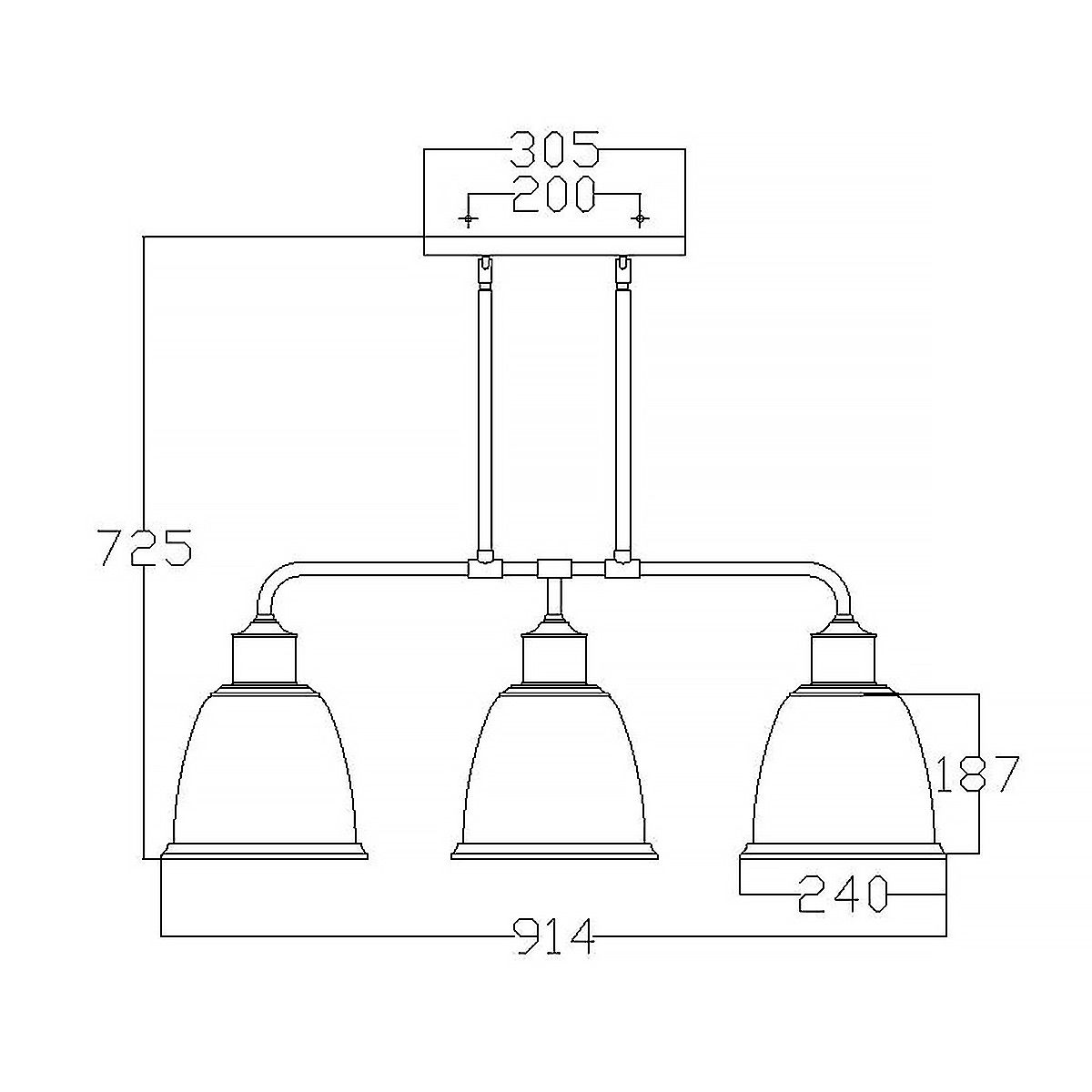 Inselleuchte Hobson mit 3 Lichtern, gealtertes Messing - Elsteadlighting - leuchtengrosshandel24