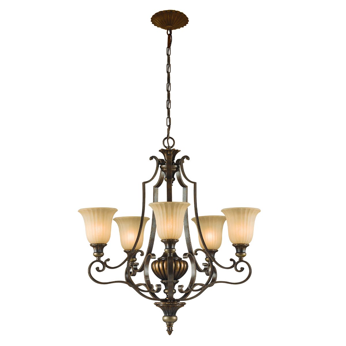 Kelham Hall Kronleuchter mit 5 Lichtern, Firenze Gold/Britische Bronze - Elsteadlighting - leuchtengrosshandel24