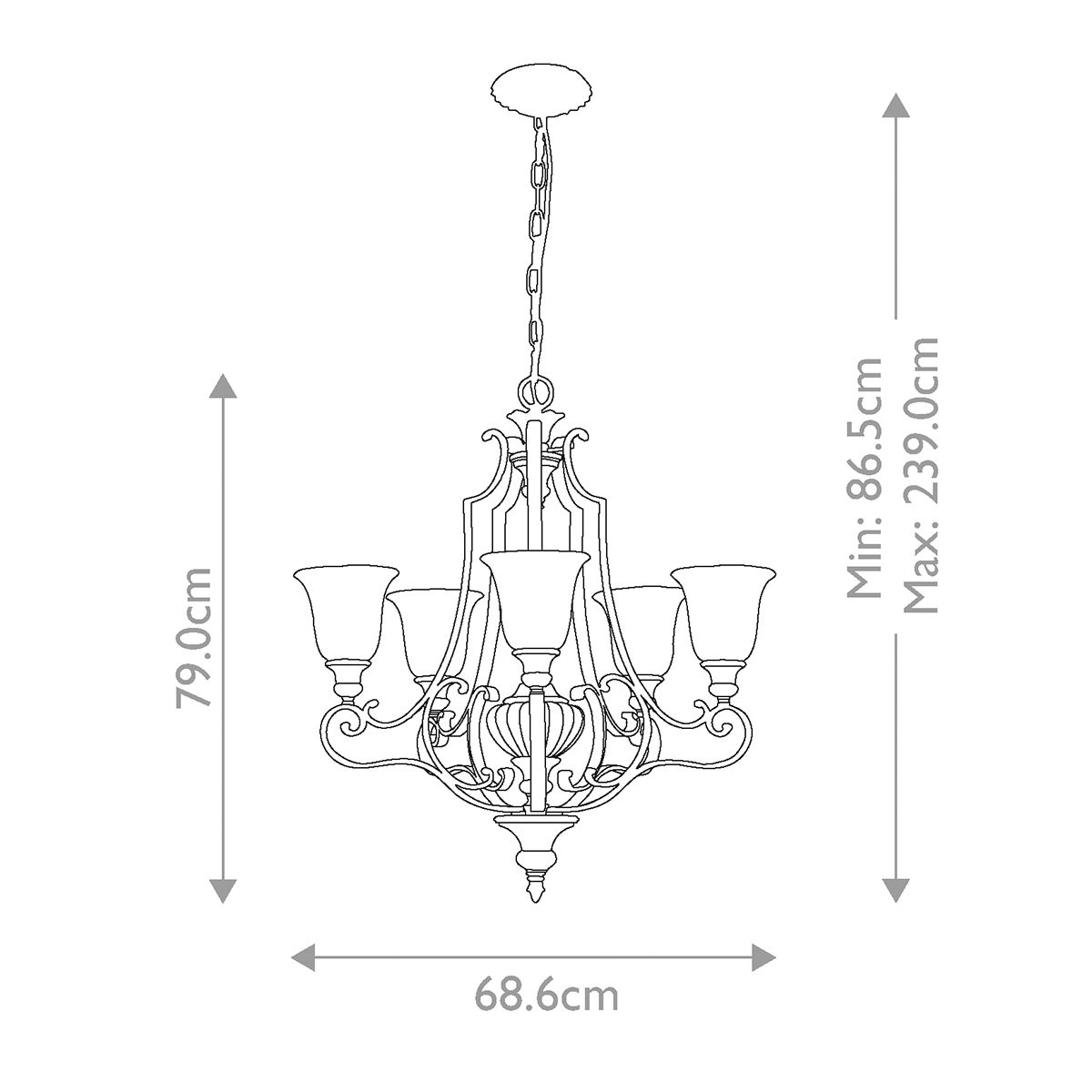 Kelham Hall Kronleuchter mit 5 Lichtern, Firenze Gold/Britische Bronze - Elsteadlighting - leuchtengrosshandel24