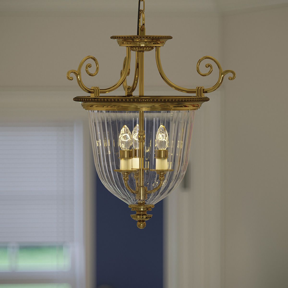 Kleine Pendelleuchte „Cambridge“ mit 3 Lichtern, brüniertes Messing - Elsteadlighting - leuchtengrosshandel24