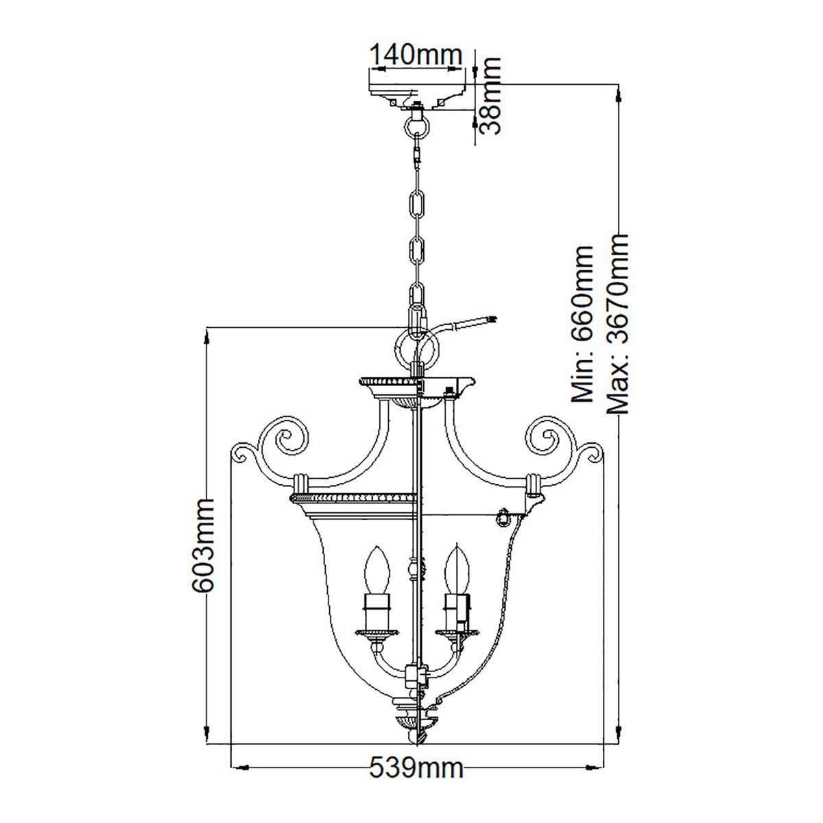 Kleine Pendelleuchte „Cambridge“ mit 3 Lichtern, brüniertes Messing - Elsteadlighting - leuchtengrosshandel24