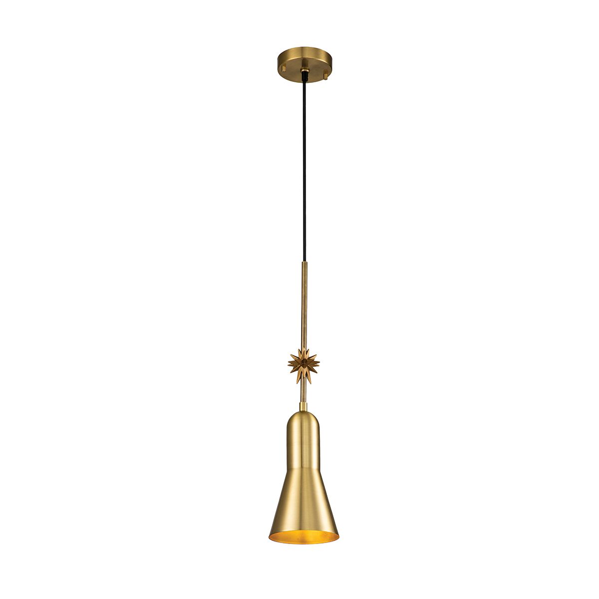 Kleine Pendelleuchte Etoile 1lt - Gealtertes Messing und Blattgold - Elsteadlighting - leuchtengrosshandel24