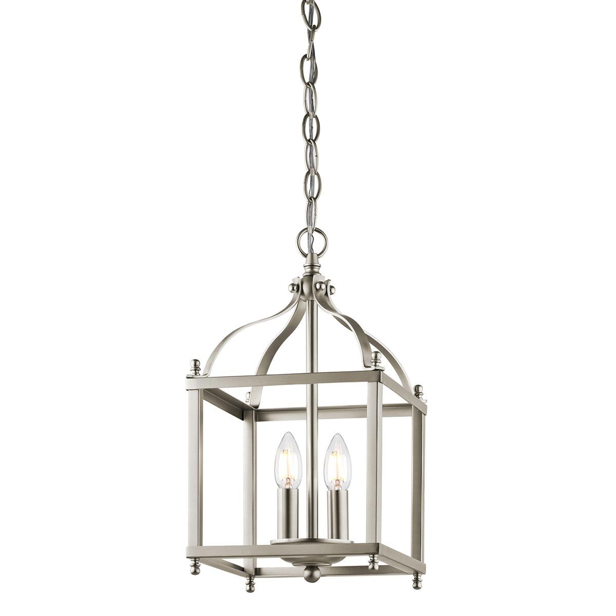 Kleine Pendelleuchte Larkin mit 2 Lichtern, gebürstetes Nickel - Elsteadlighting - leuchtengrosshandel24