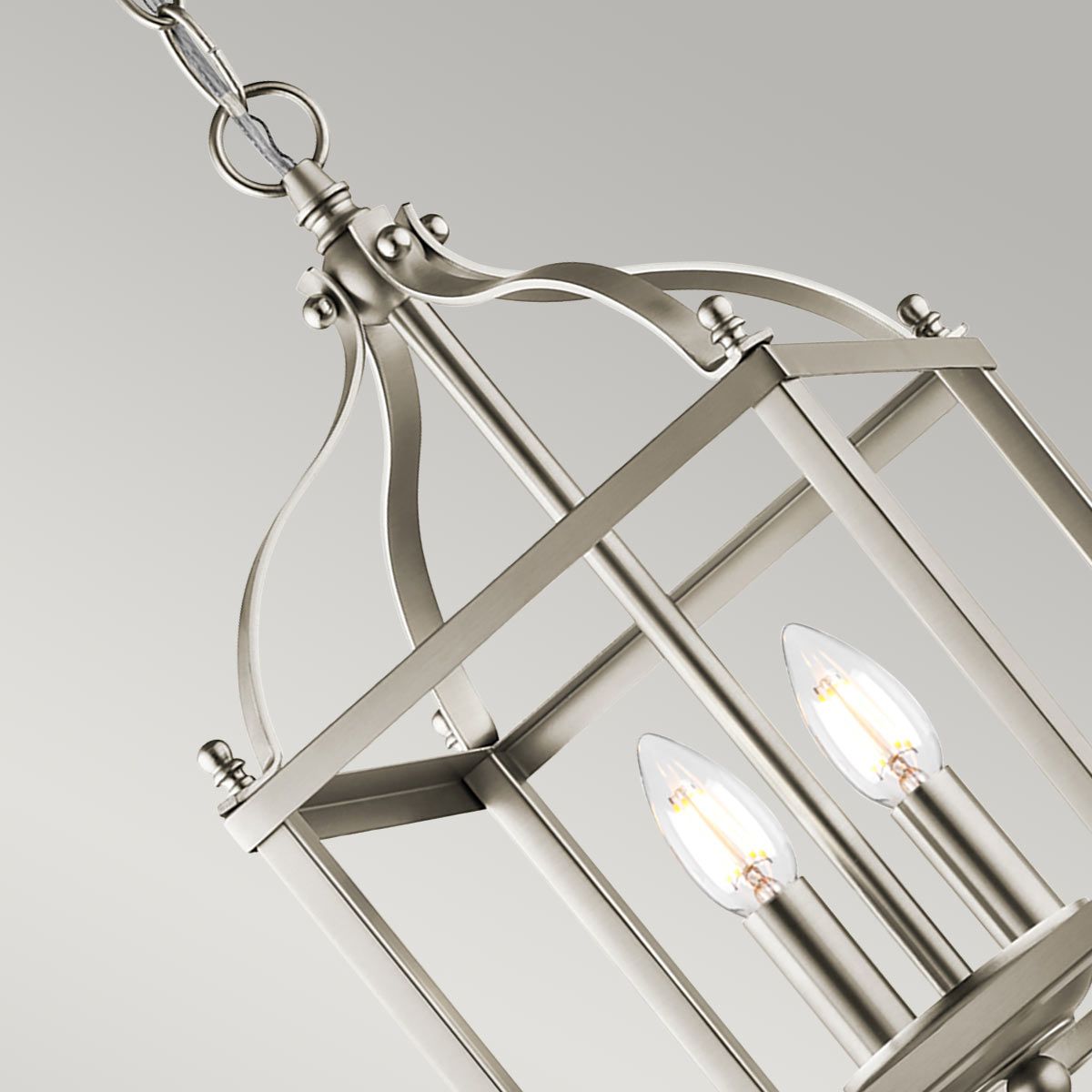 Kleine Pendelleuchte Larkin mit 2 Lichtern, gebürstetes Nickel - Elsteadlighting - leuchtengrosshandel24