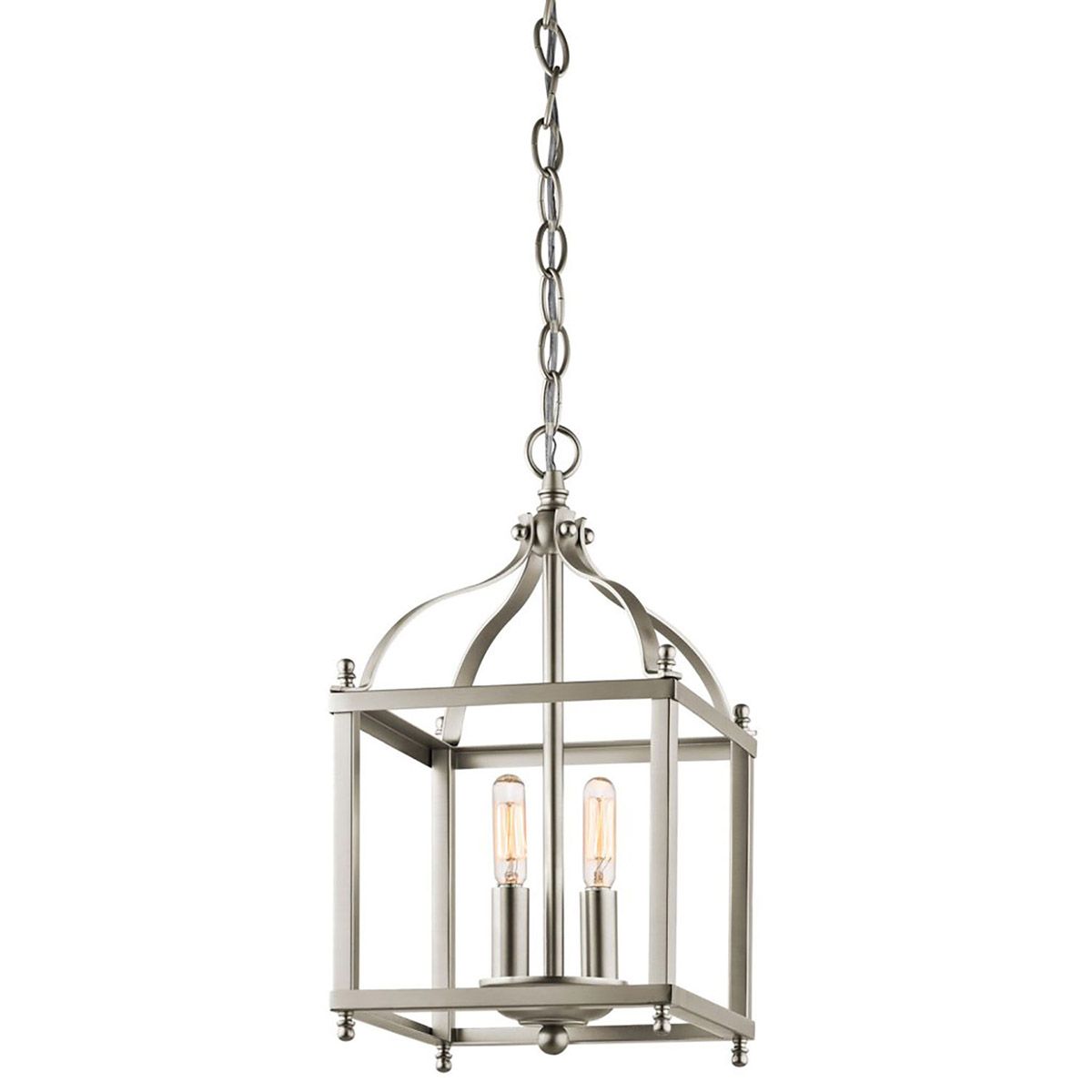 Kleine Pendelleuchte Larkin mit 2 Lichtern, gebürstetes Nickel - Elsteadlighting - leuchtengrosshandel24