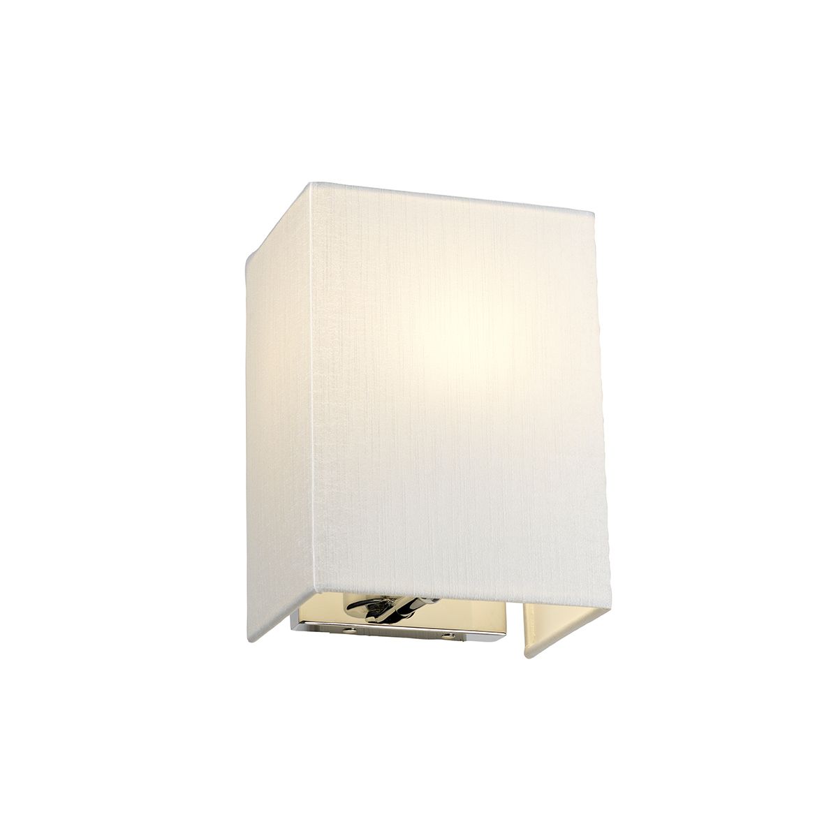 Kleine rechteckige Wandleuchte „Riley“ mit polierter Chrom - Rückplatte und elfenbeinfarbenem Lampenschirm - Elsteadlighting - DL - RILEY - S - IV - PC