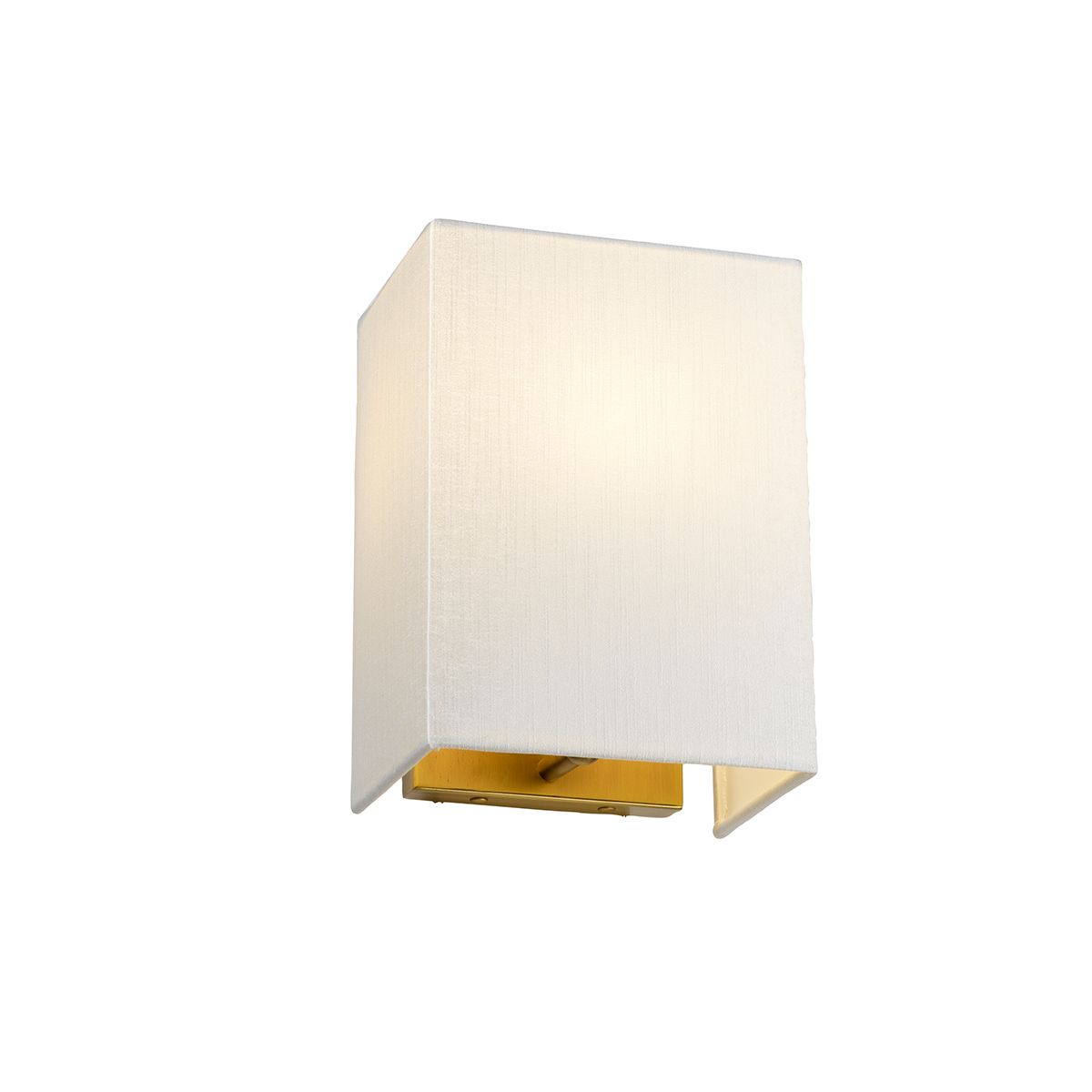 Kleine rechteckige Wandleuchte Riley mit Rückplatte aus gealtertem Messing und elfenbeinfarbenem Schirm - Elsteadlighting - DL - RILEY - S - IV - AB