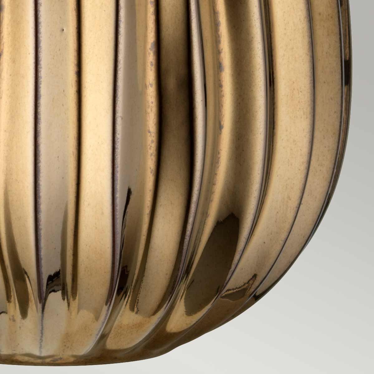 Kleine Tischlampe Newham mit 1 Licht - Keramik in Bronze / Lampenschirm in Perlenoptik - Elsteadlighting - leuchtengrosshandel24
