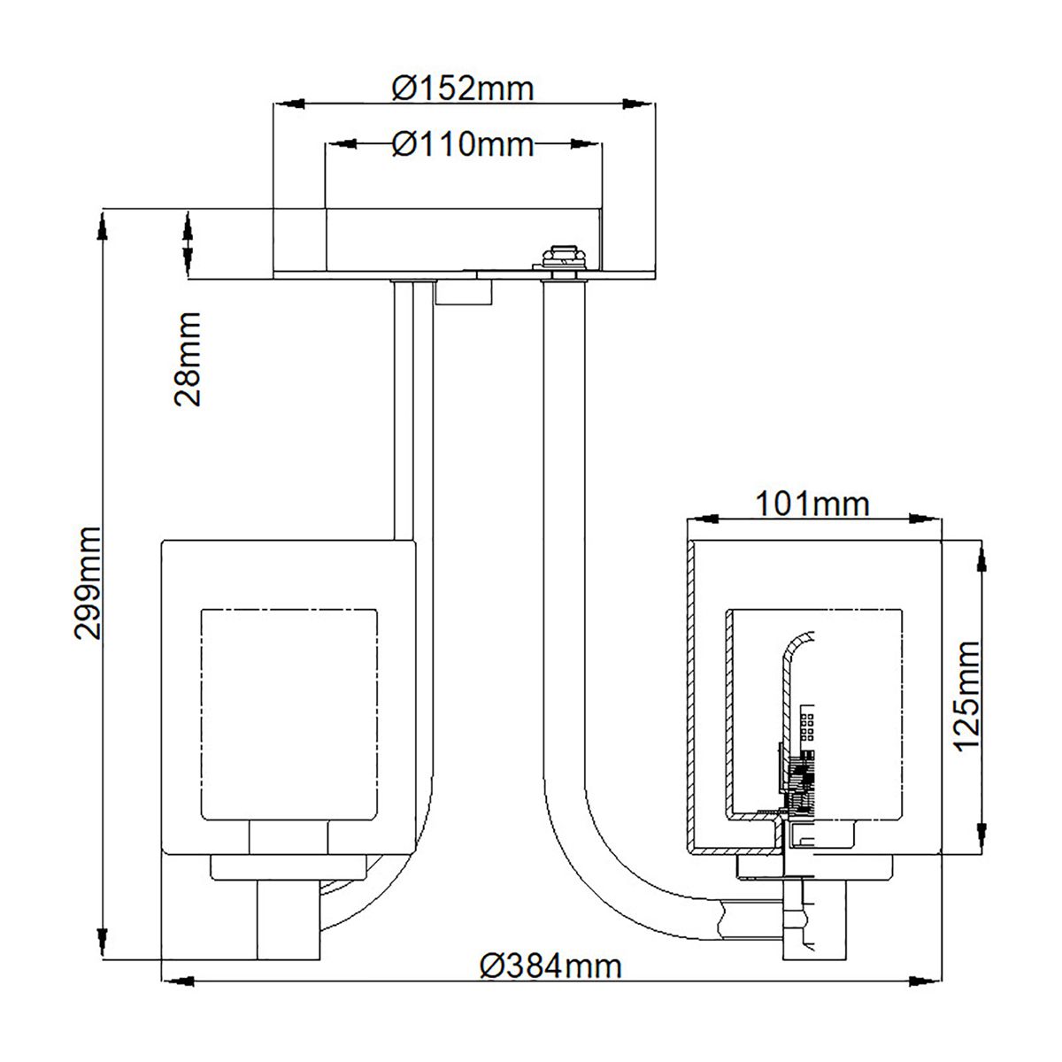 Kolt 3-flammig, halbbündig - poliertes Chrom - Elsteadlighting - leuchtengrosshandel24