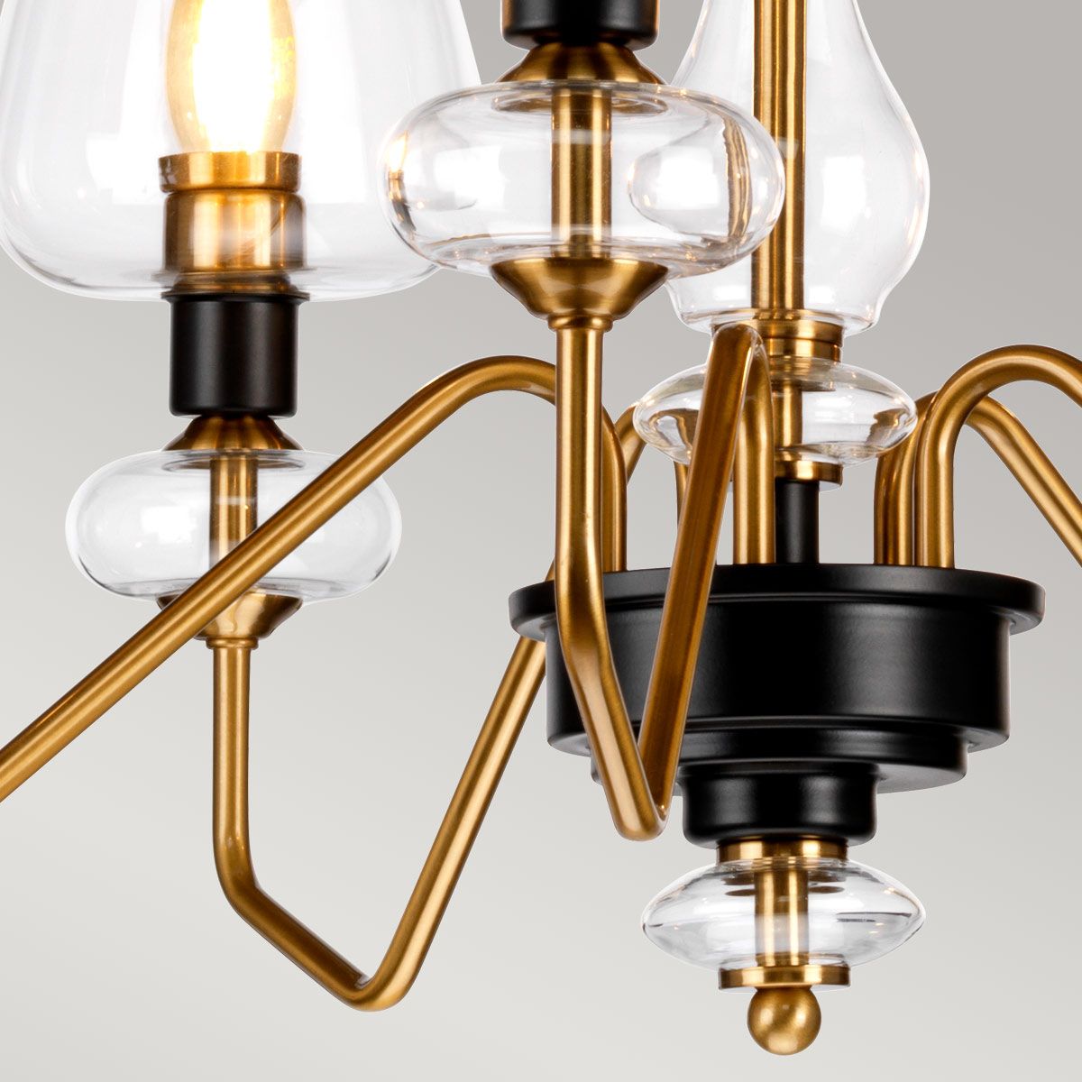 Kronleuchter Armand mit 5 Lichtern, Messing versilbert und anthrazitfarben lackiert - Elsteadlighting - leuchtengrosshandel24