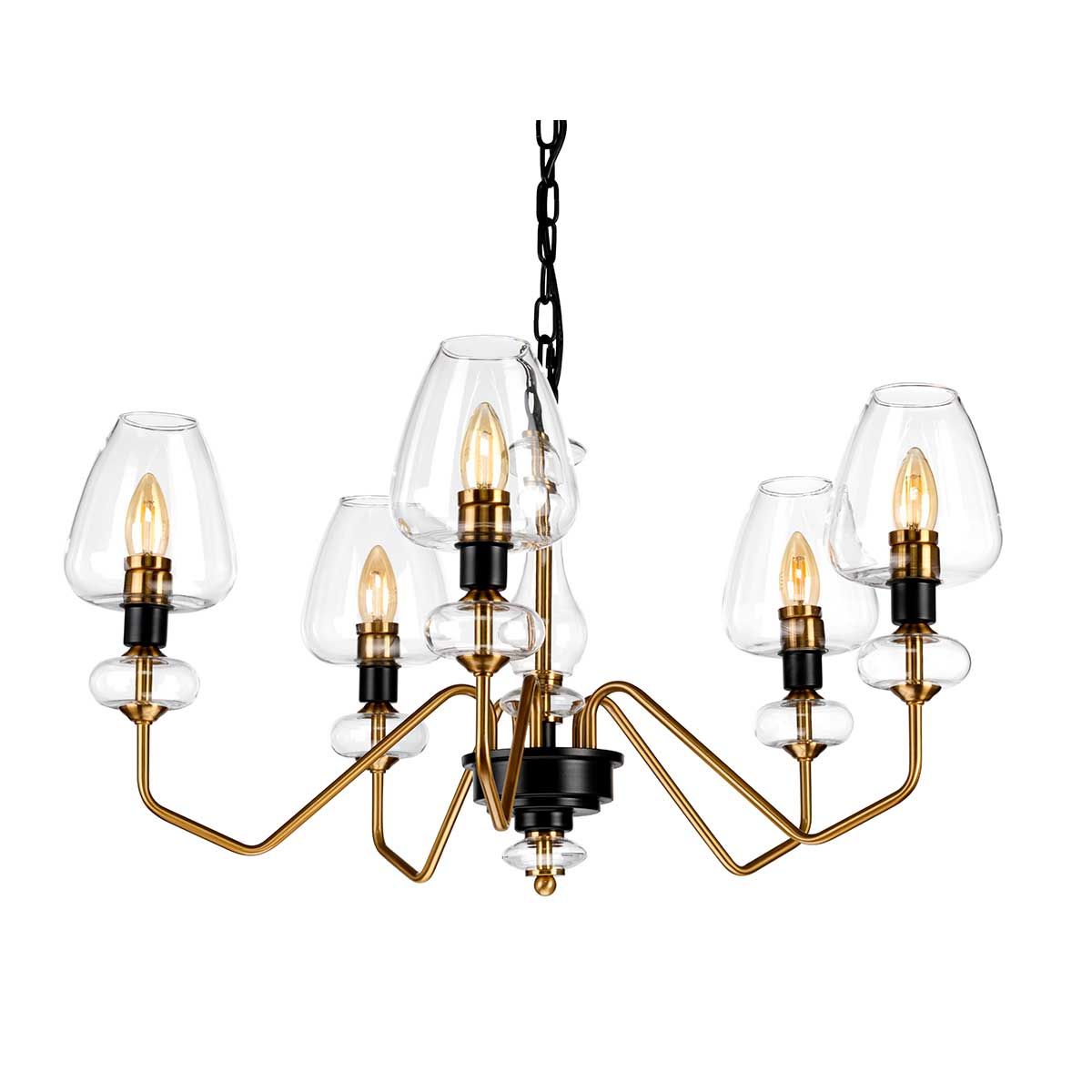 Kronleuchter Armand mit 5 Lichtern, Messing versilbert und anthrazitfarben lackiert - Elsteadlighting - leuchtengrosshandel24